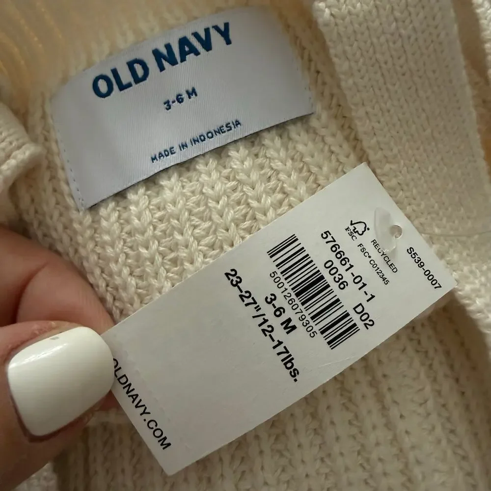 NWT Old Navy Knit Ribbed Sweater Overalls Romper 3-6 Months Baby Boy Girl